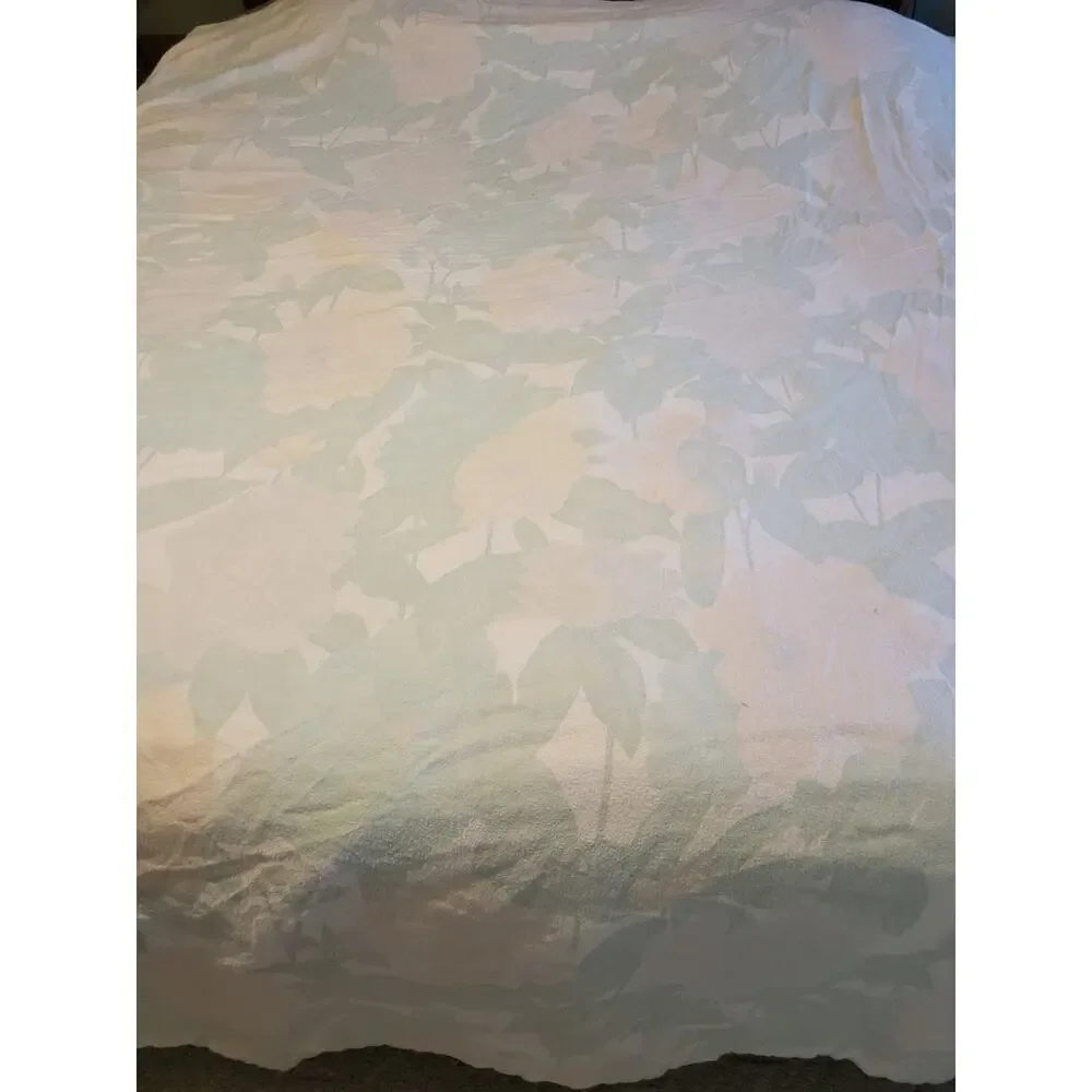 Vintage Lady Pepperell Full‎ Flannel Flat Sheet 2 Pillowcases Mint Green Floral